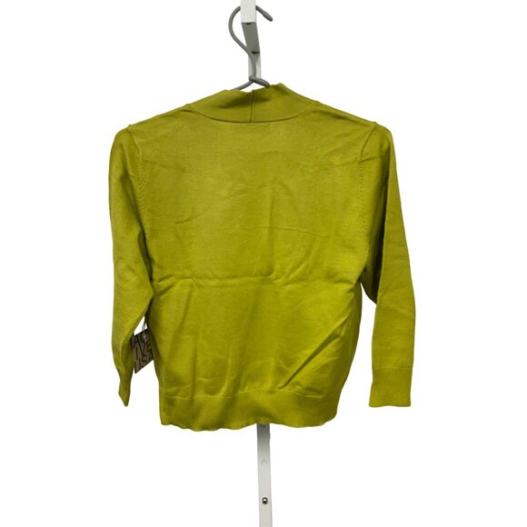 Active USA Lime Green Lightweight Soft Knit Open Front Cardigan Sweater - Picture 2 of 2